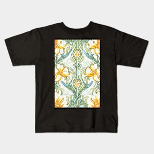 Floral Garden Botanical Print with Yellow flowers Kids T-Shirt